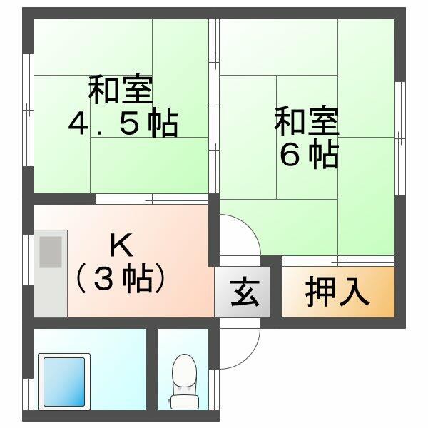 佐賀県伊万里市二里町大里甲(賃貸アパート2K・2階・28.56㎡)の写真 その2