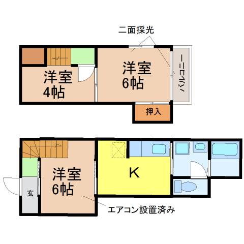 愛知県名古屋市熱田区青池町２丁目(賃貸一戸建3K・--・50.00㎡)の写真 その2