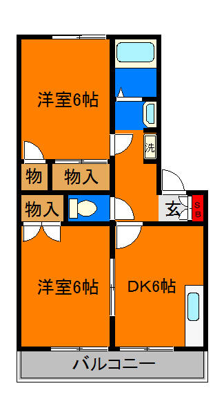千葉県千葉市中央区川戸町(賃貸アパート2DK・1階・43.47㎡)の写真 その2
