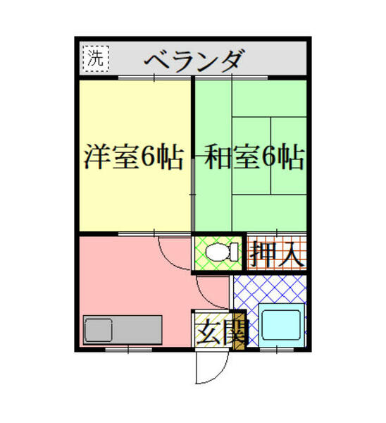 第３フラワーハイツ 202｜東京都福生市大字福生(賃貸アパート2DK・2階・34.00㎡)の写真 その2