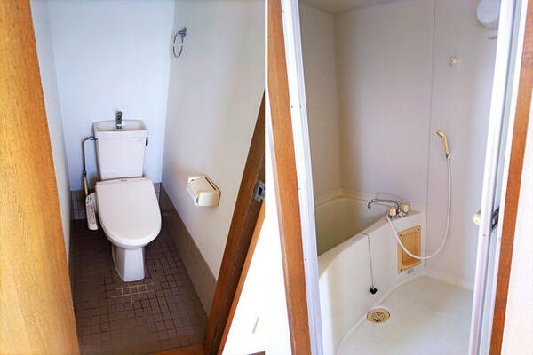 画像5:（左）温水洗浄暖房便座、（右）浴室