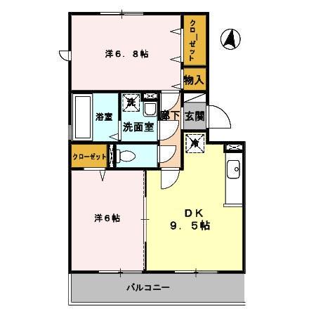 エスペランサ｜熊本県合志市幾久富(賃貸アパート2DK・3階・52.55㎡)の写真 その2