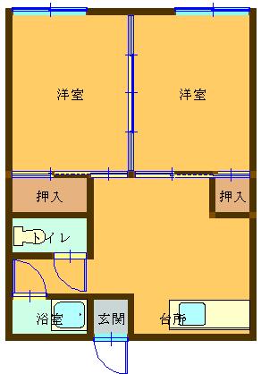 コーポ太洋 105｜鹿児島県鹿児島市吉野町(賃貸アパート2DK・1階・35.00㎡)の写真 その2