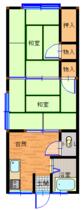 岡村第２ハイツ 6 ｜ 福島県会津若松市天神町（賃貸アパート2K・2階・34.76㎡） その1