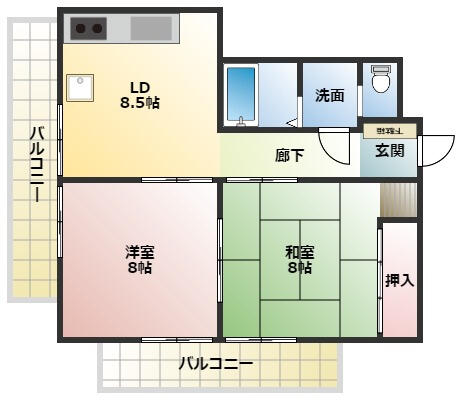 兵庫県姫路市東今宿２丁目(賃貸マンション2LDK・4階・57.93㎡)の写真 その2