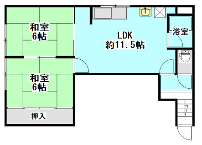 花園１丁目６貸アパート 2｜北海道小樽市花園１丁目(賃貸アパート2LDK・2階・48.65㎡)の写真 その1