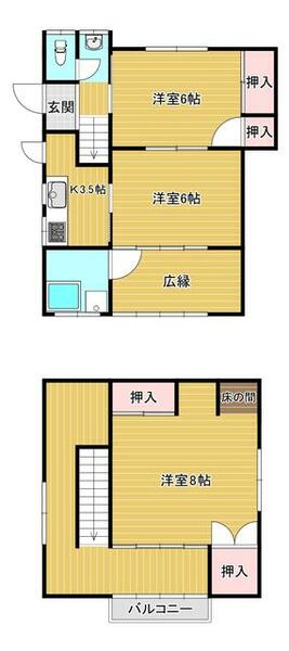 福岡県筑後市大字上北島(賃貸一戸建3K・--・85.67㎡)の写真 その2