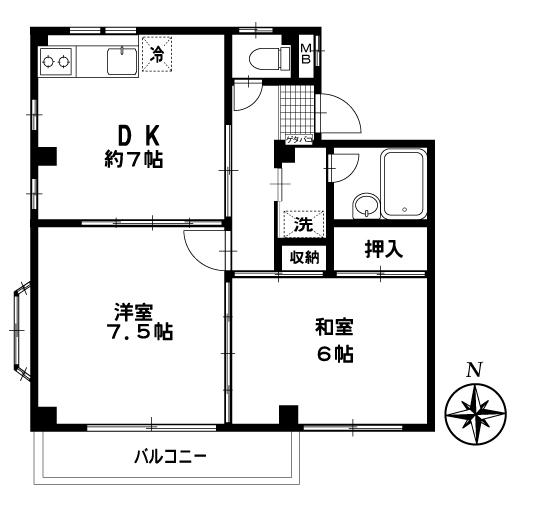 ヒルトップハイツ 302｜東京都北区中十条１丁目(賃貸マンション2DK・3階・45.00㎡)の写真 その2