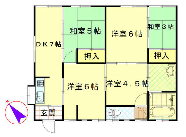 大平町貸家 1｜熊本県荒尾市大平町１丁目(賃貸テラスハウス5DK・--・72.96㎡)の写真 その2