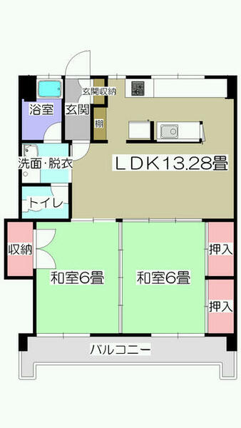 宮崎県宮崎市上野町(賃貸マンション2LDK・5階・51.84㎡)の写真 その2