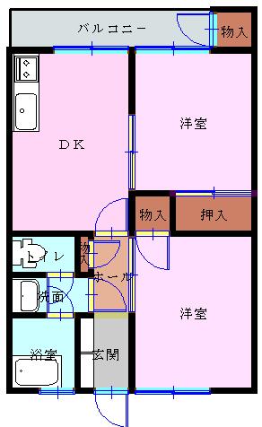 静岡県富士市宮島(賃貸マンション2DK・1階・41.34㎡)の写真 その2