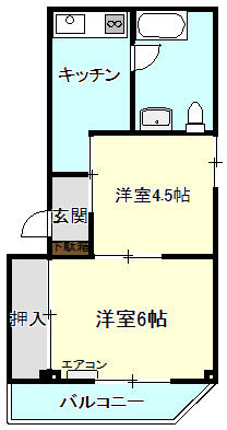 東京都江戸川区平井６丁目(賃貸マンション2K・4階・28.92㎡)の写真 その2