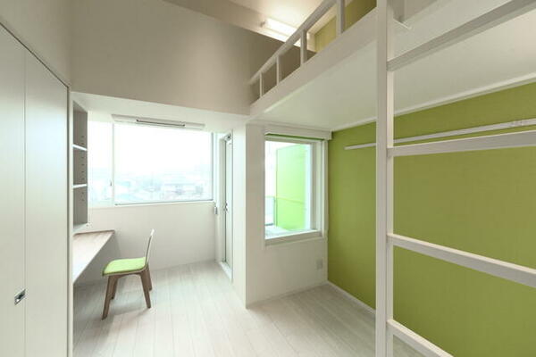 画像3:全室個室でトイレ・バス、キッチンも各室にあり。３階はロフト付きで、下の部分が広く活用できます！