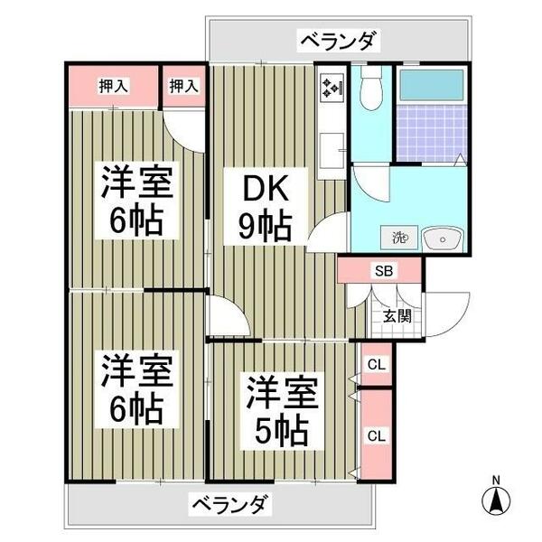 ホワイトヒルマンション３ 301｜栃木県真岡市白布ケ丘(賃貸マンション3DK・3階・59.65㎡)の写真 その1