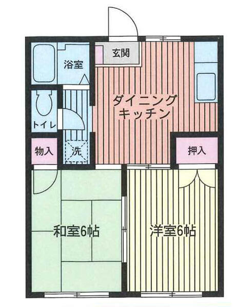 フローラパレス B-102｜神奈川県厚木市下荻野(賃貸アパート2DK・1階・39.74㎡)の写真 その2