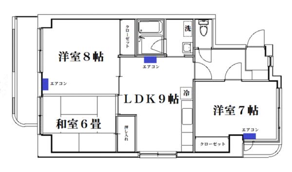 パークハイム西山王 405｜富山県富山市西山王町(賃貸マンション3LDK・4階・66.91㎡)の写真 その2