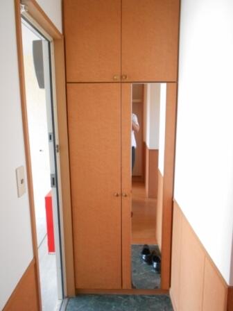 画像14:鏡がついた大型の玄関シューズボックス