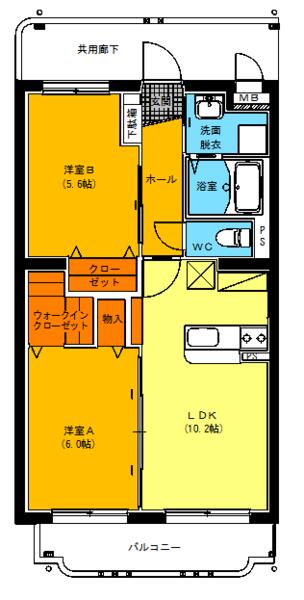 ユーミーブルースカイ｜福島県二本松市油井字宮下山(賃貸マンション2LDK・3階・51.78㎡)の写真 その2