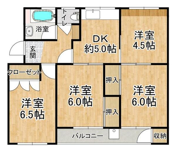 鈴谷住宅｜兵庫県明石市魚住町西岡(賃貸マンション4DK・4階・60.27㎡)の写真 その2