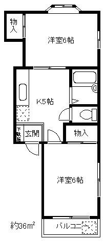 Ｙ．Ｋハイツ 202｜埼玉県戸田市中町１丁目(賃貸マンション2K・2階・36.00㎡)の写真 その1