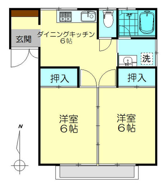 福島県相馬市中村字砂子田(賃貸アパート2DK・1階・43.05㎡)の写真 その2