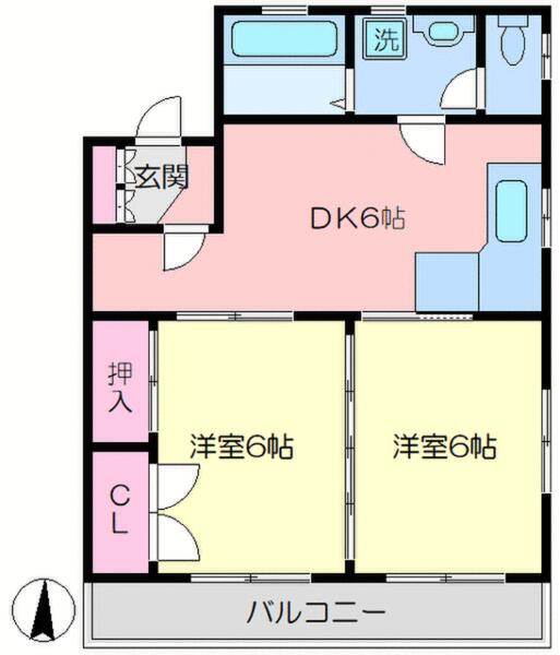 埼玉県さいたま市見沼区堀崎町(賃貸マンション2DK・3階・43.00㎡)の写真 その2