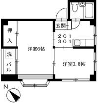 東京都板橋区赤塚新町１丁目（賃貸マンション2K・2階・25.50㎡） その1