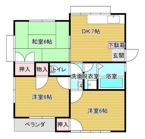プリンセスハウス｜熊本県人吉市西間上町(賃貸アパート3DK・2階・56.90㎡)の写真 その2