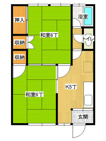 いなほマンション 23｜青森県弘前市大字城東北１丁目(賃貸アパート2K・2階・36.43㎡)の写真 その2