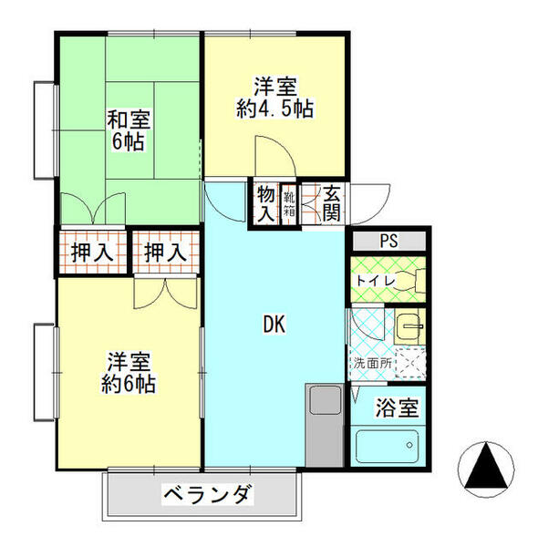 高知県土佐市用石(賃貸マンション3DK・2階・51.00㎡)の写真 その2