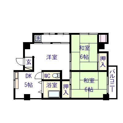 コーポエイト泉が丘 201｜石川県金沢市泉が丘１丁目(賃貸マンション3DK・2階・52.50㎡)の写真 その2