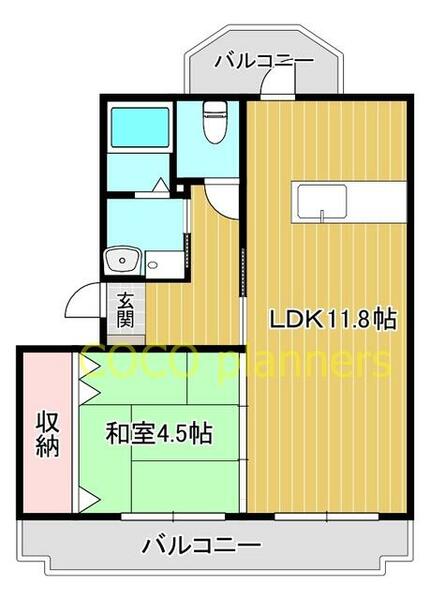 熊本県熊本市北区植木町一木(賃貸マンション1LDK・2階・40.35㎡)の写真 その2