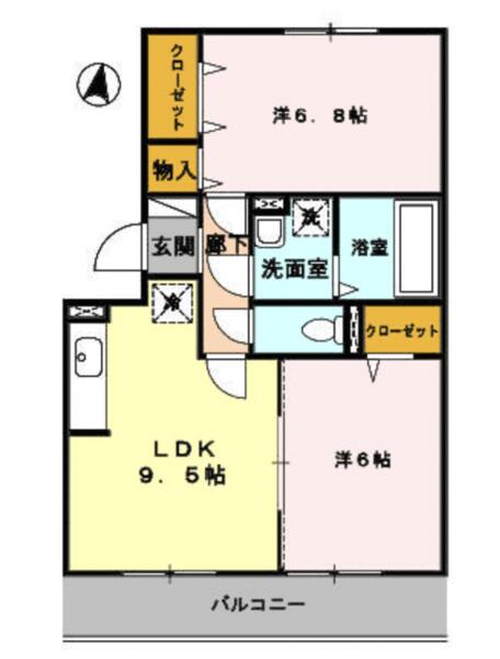 エスペランサ｜熊本県合志市幾久富(賃貸アパート2LDK・1階・52.55㎡)の写真 その2
