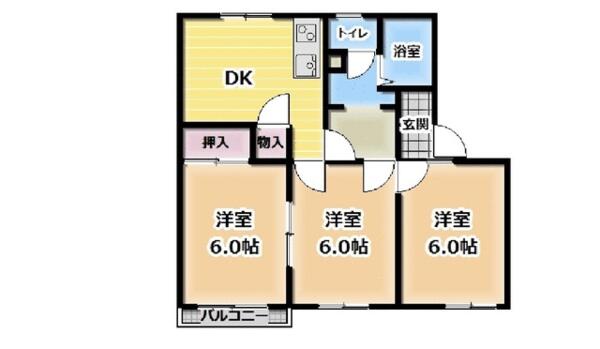 静岡県富士市中里(賃貸アパート3DK・1階・50.00㎡)の写真 その2
