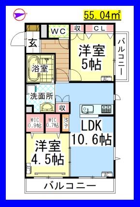 ランドマーク瀬谷 201｜神奈川県横浜市瀬谷区瀬谷２丁目(賃貸マンション2LDK・2階・55.04㎡)の写真 その2