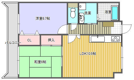 福岡県北九州市小倉北区新高田２丁目(賃貸マンション2LDK・6階・55.04㎡)の写真 その1