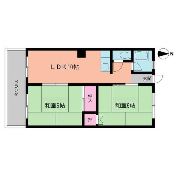 福岡県北九州市小倉北区東篠崎１丁目(賃貸マンション2LDK・3階・42.00㎡)の写真 その1