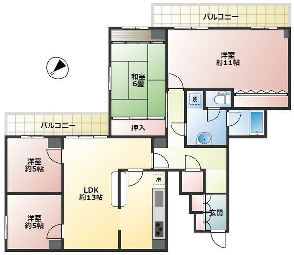 与野ハウス４号棟 1036｜埼玉県さいたま市中央区上落合１丁目(賃貸マンション4LDK・10階・101.85㎡)の写真 その2