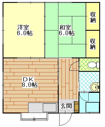 中川アパート｜長崎県長崎市中川２丁目(賃貸アパート2DK・2階・44.62㎡)の写真 その2