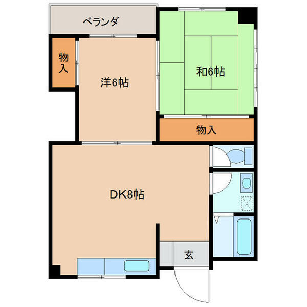 富山県富山市秋吉(賃貸アパート2DK・3階・51.61㎡)の写真 その2