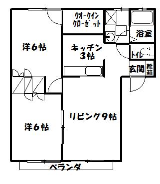 アヴェニール 202｜福島県福島市南矢野目字道上(賃貸アパート2LDK・2階・55.06㎡)の写真 その2