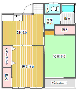 梶原荘・１ 5｜大分県日田市東町(賃貸アパート2DK・2階・41.44㎡)の写真 その2