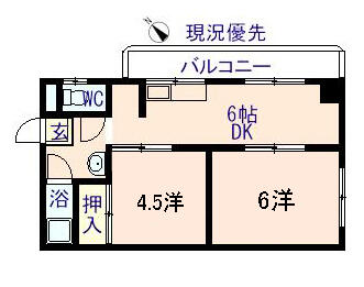 長崎県長崎市銀屋町(賃貸マンション2DK・4階・37.35㎡)の写真 その2