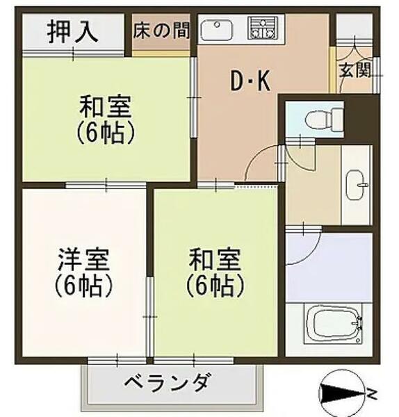 石切グランドハイツ 603｜大阪府東大阪市上石切町１丁目(賃貸マンション3DK・6階・56.10㎡)の写真 その3