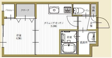 フェリシダ八幡 205｜宮城県仙台市青葉区八幡４丁目(賃貸マンション1DK・2階・28.80㎡)の写真 その2