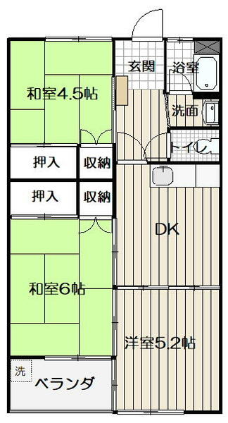 コーポ五山 201｜熊本県人吉市西間下町(賃貸アパート3DK・2階・49.70㎡)の写真 その2