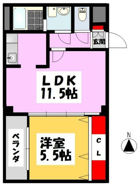 ベラージオ本荘 107｜熊本県熊本市中央区本荘５丁目(賃貸マンション1LDK・1階・42.30㎡)の写真 その2