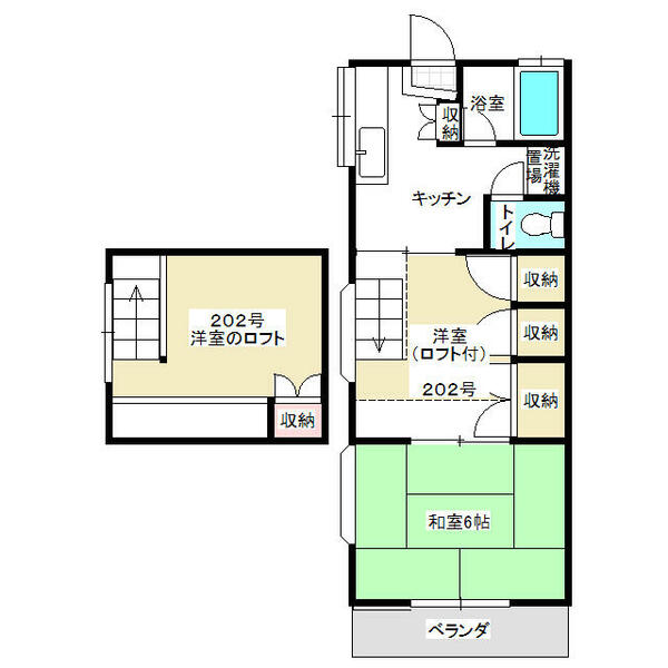 日新ハイツ鍛治町 202｜埼玉県本庄市児玉町八幡山(賃貸アパート2K・2階・32.76㎡)の写真 その2