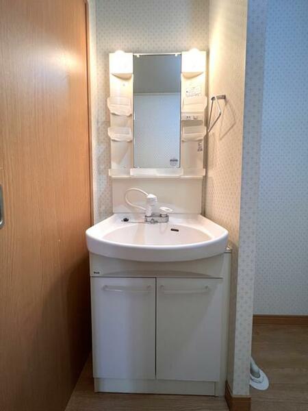画像5:シャワー付き洗面台です。隣が洗濯機置き場です。