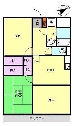 仁栄第二マンション｜静岡県三島市谷田(賃貸マンション3DK・1階・59.15㎡)の写真 その2